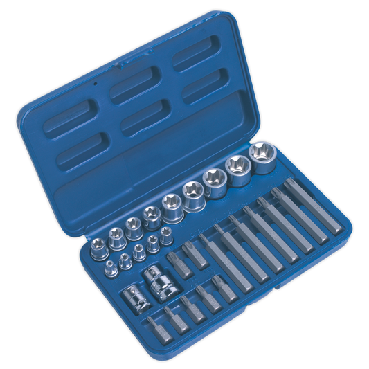 Sealey 30pc 1/4", 3/8" & 1/2" Square Drive TRX-Star Socket & Bit Set AK619