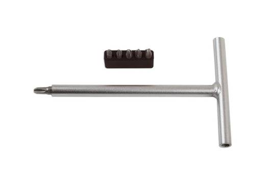 LASER 7520 T Handle JIS Screwdriver 6 Bit Kit Chrome Vanadium 100x150mm