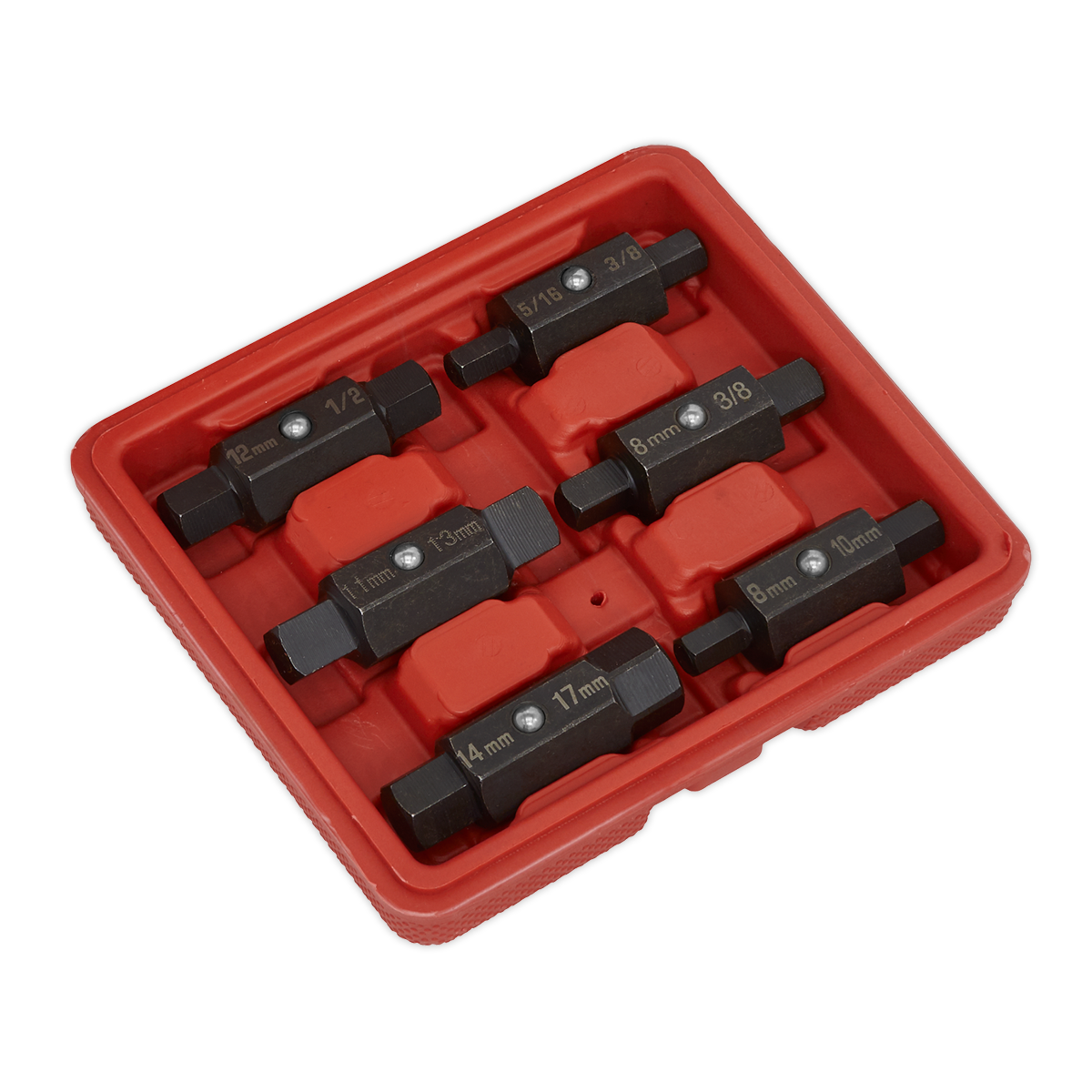 Sealey Oil Drain Plug Key Set 6 Pcs Double End Chemically Blackened Finish AK658