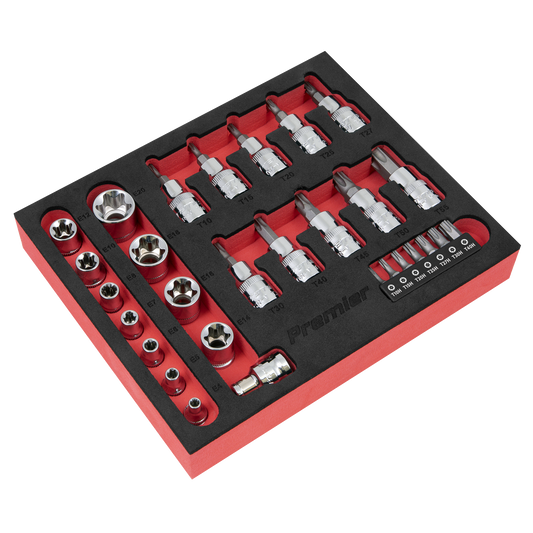 Sealey TRX-Star Socket & Security Bit Set Chrome Vanadium Steel 29 Pieces AK6193