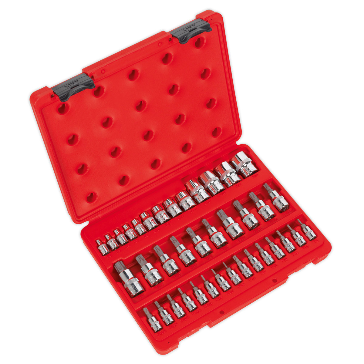 Sealey TRX-Star Socket & Security Socket Bit Set Chrome Plated 38 Pieces AK6197