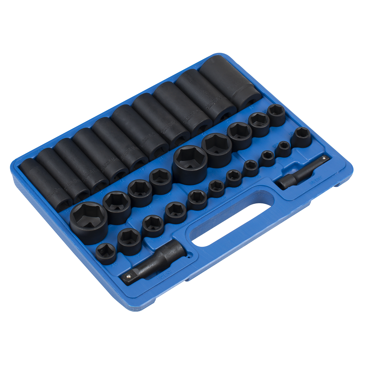 Sealey Socket Set 32 Pieces Standard/Deep 3/8" 1/2" Drive Metric/Imperial AK681