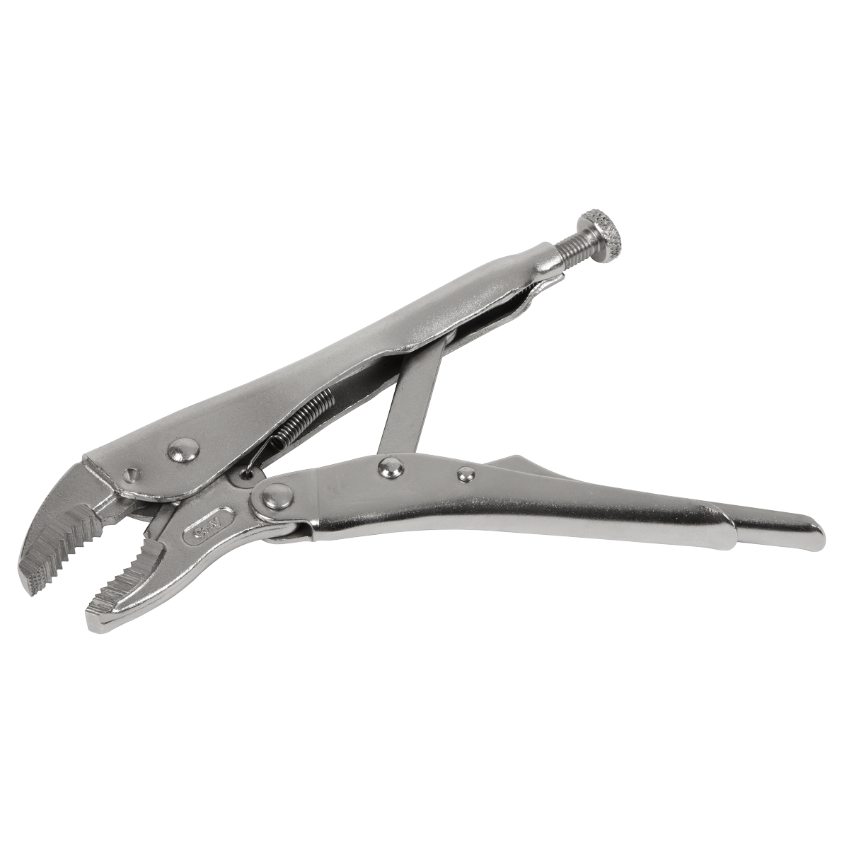 Sealey Locking Pliers Curved Jaws 190mm 0-38mm Capacity Knurled Silver AK6820