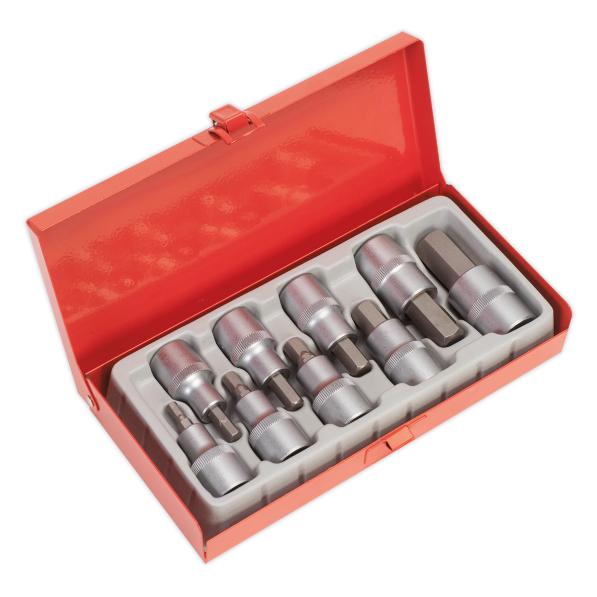 Sealey Hex Socket Bit Set Chrome Vanadium Steel 9 Pieces 1/2" Square Drive AK620