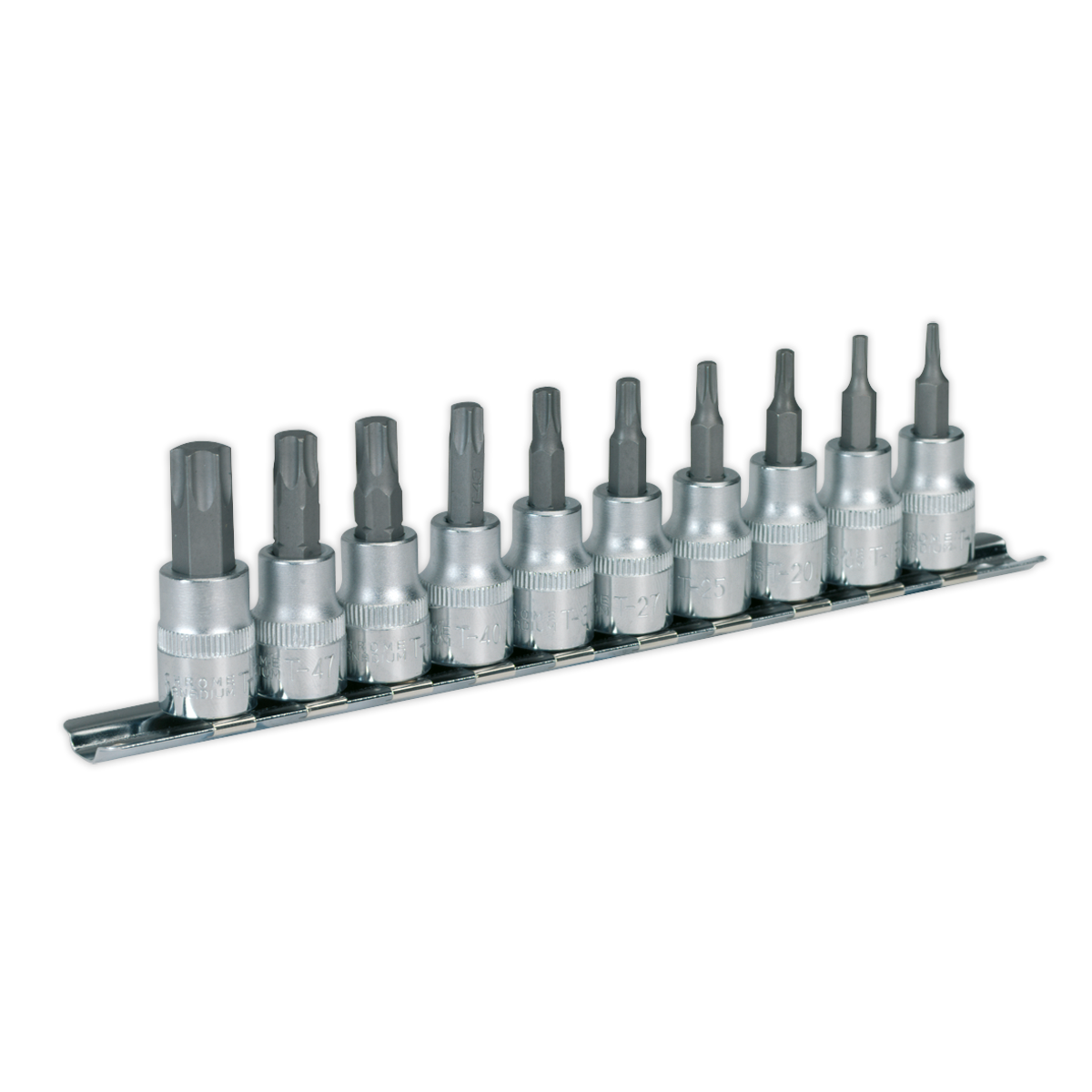 Sealey TRX-Star Socket Bit Set 10 Pieces 3/8" Square Drive Chrome Plated AK6207