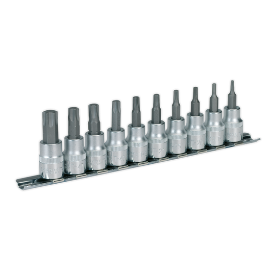 Sealey TRX-Star Socket Bit Set 10 Pieces 3/8" Square Drive Chrome Plated AK6207