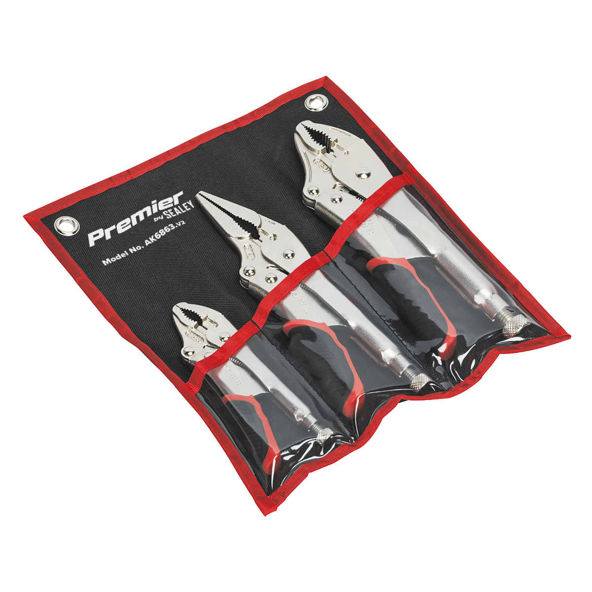 Sealey Locking Pliers Set Quick Release With Quick Release Grip 3 Pieces AK6863