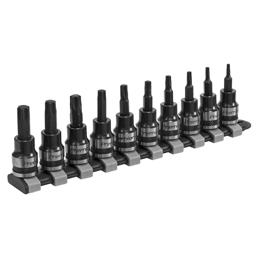 Sealey TRX-Star Socket Bit Set 10 Pieces 3/8" Square Drive Black Series AK6207B