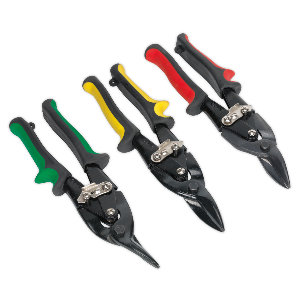 Sealey 3 Piece Aviation Tin Snips Set Steel Blades With Serrated Jaws AK6907