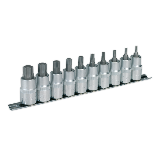 Sealey TRX-Star Socket Bit Set 10 Pieces 1/2" Square Drive Chrome Plated AK6208
