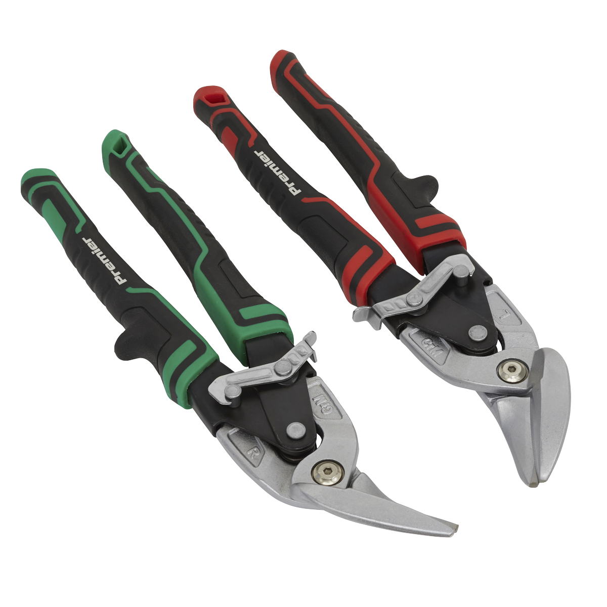 Sealey High Leverage Offset Aviation Tin Snip Set 2 Pieces Self-Opening AK69072