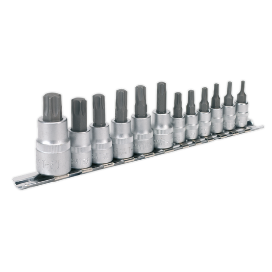 Sealey TRX-Star Socket Bit Set 12 Pieces 1/4" 3/8" & 1/2" Square Drive AK6213