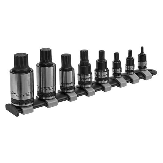 Sealey Spline Socket Bit Set 8 Pieces 1/4" 3/8" 1/2" Square Drive Tool AK6214B
