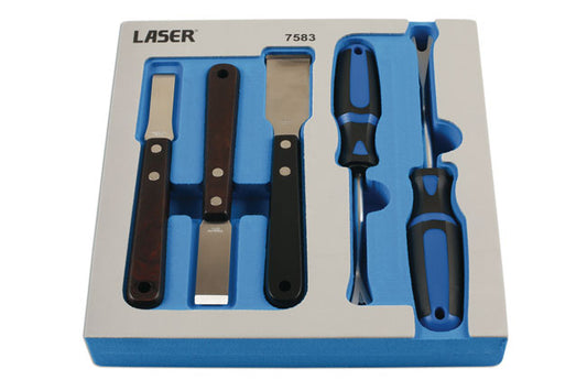 LASER 7583 Clip Remover & Tungsten Tipped Scraper Tool Set 5 Pieces Kit