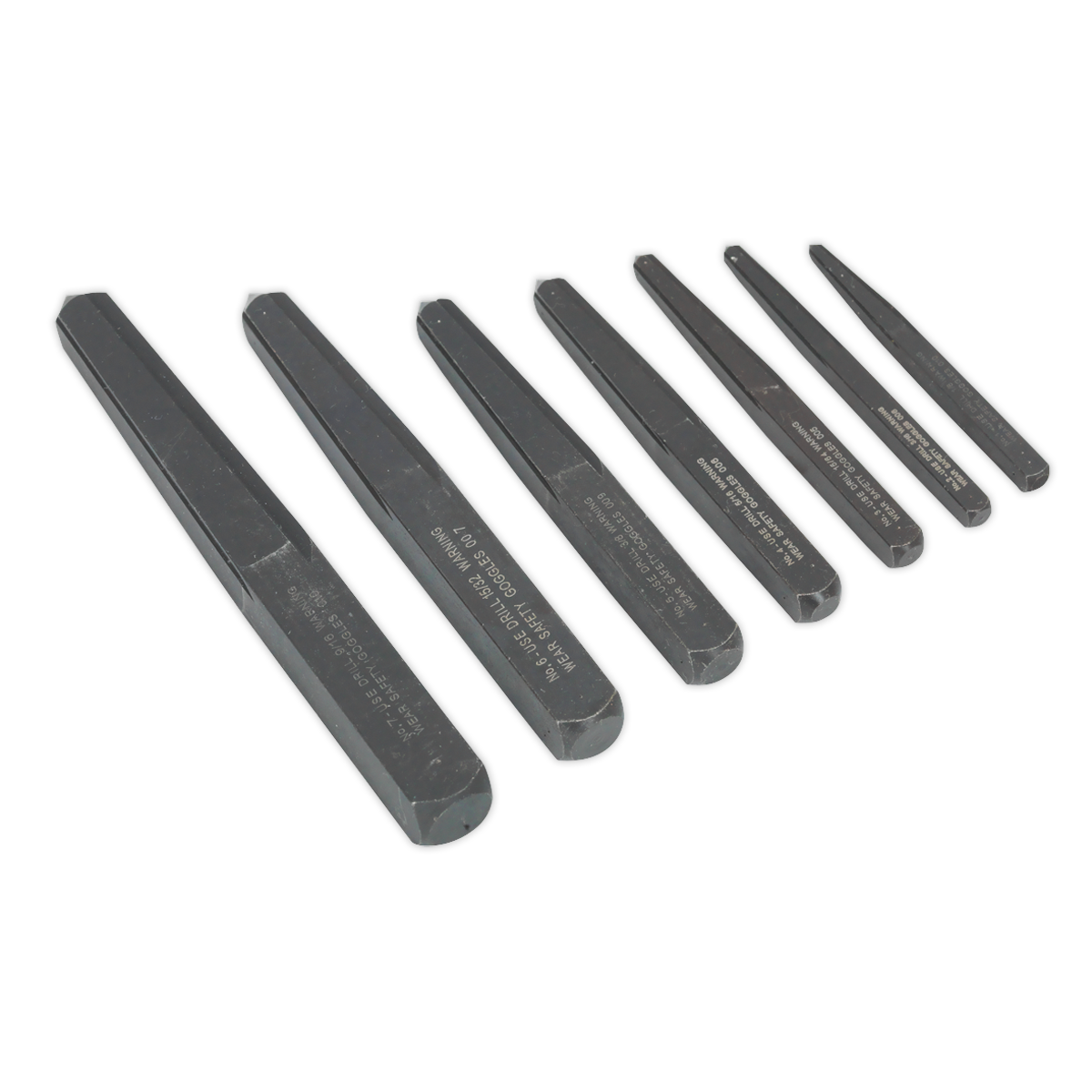 Sealey Screw Extractor Set 7 Pcs Square Type Chemically Blackened Finish AK720