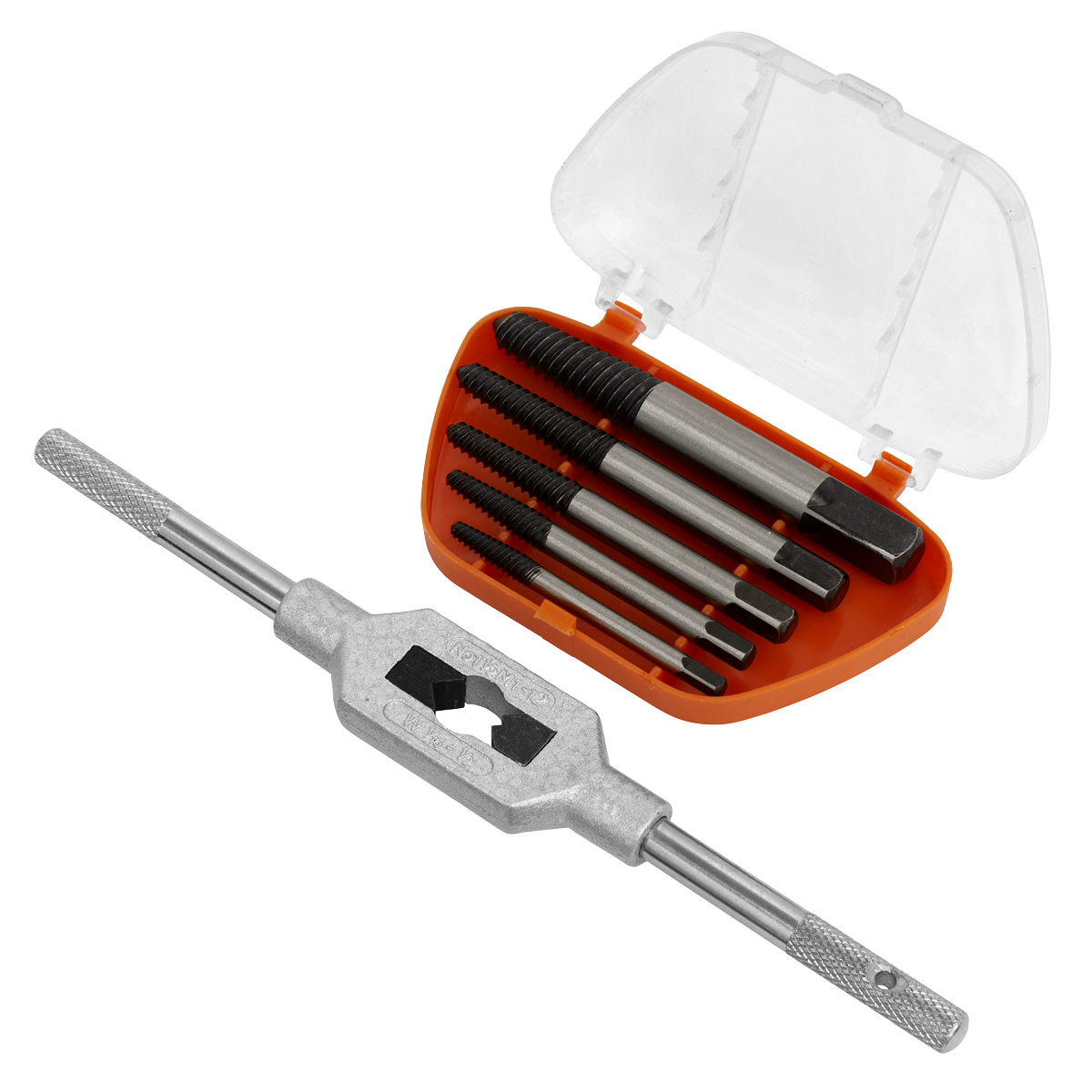 Sealey Helix Type Screw Extractor Set With Tap Wrench 6 Pieces Silver AK721