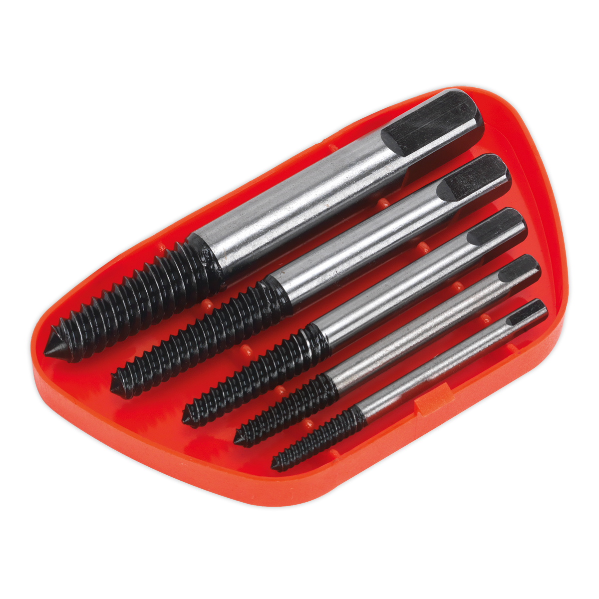 Sealey Screw Extractor Set 5 Pieces Helix Type Chrome Molybdenum Steel AK722