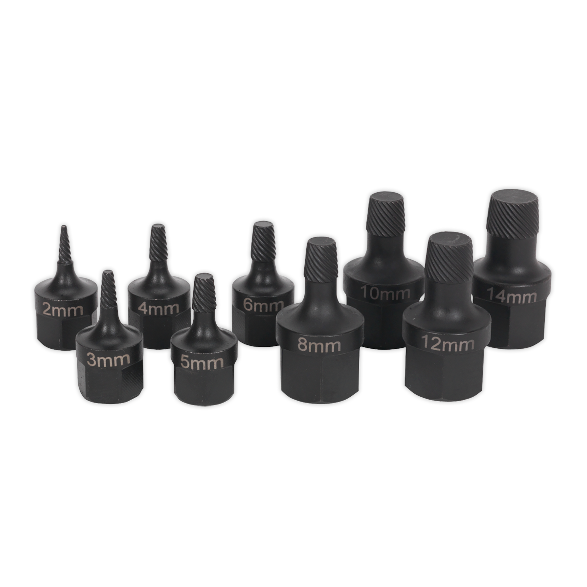 Sealey Stud Extractor Set Left-Hand Tapered Spiral Design 9 Pieces AK7222