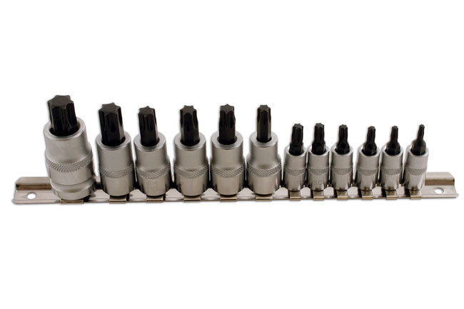 LASER 2196 12Pcs Screwdriver Torx Star Socket Bit Set Multi Drive Sizes Steel