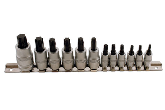 LASER 2196 12Pcs Screwdriver Torx Star Socket Bit Set Multi Drive Sizes Steel