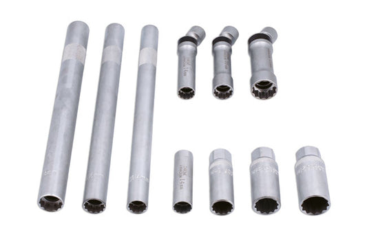 LASER 7605 Spark Plug Socket Set 3/8" Long Universal Joint Types 10 Piece
