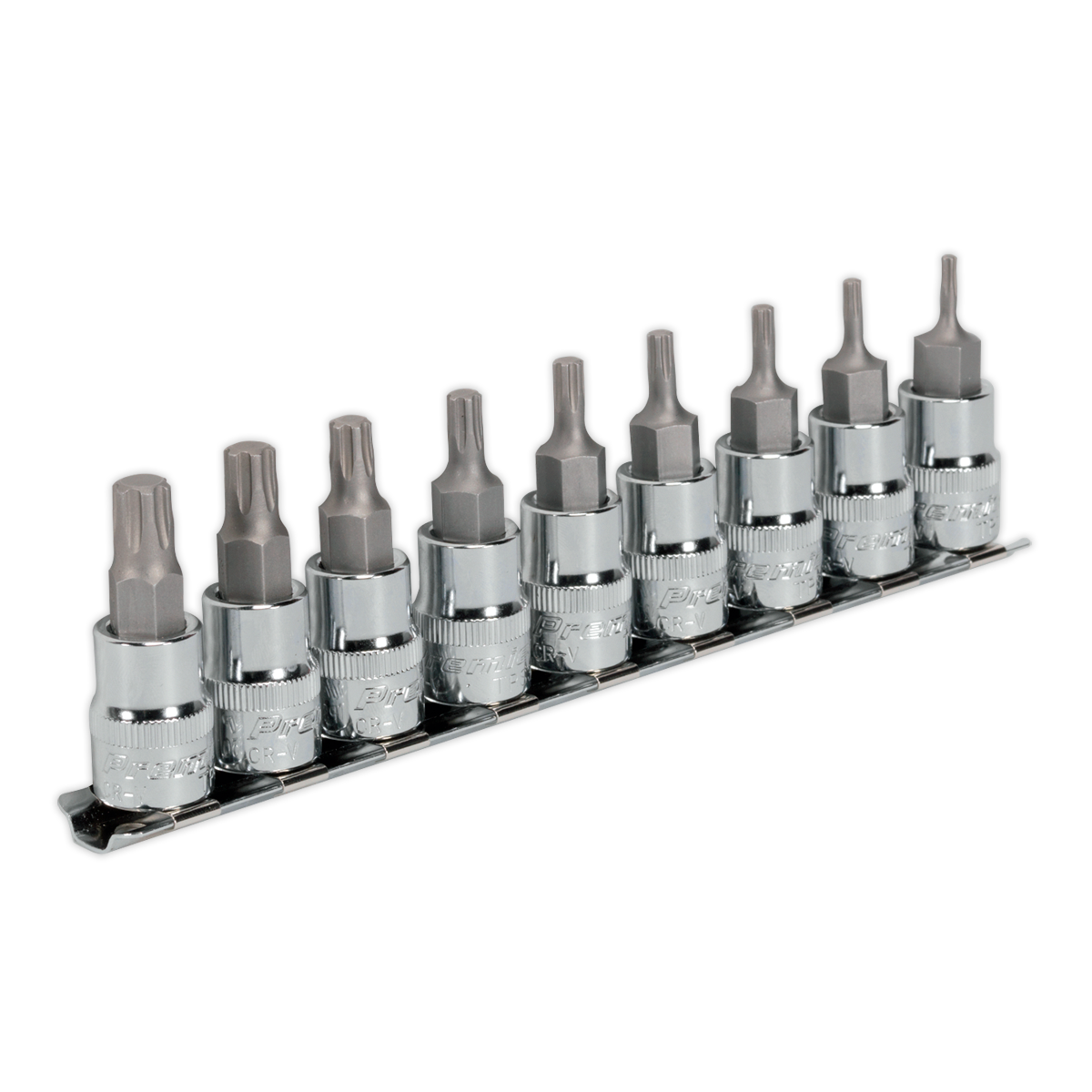 Sealey TRX-P Socket Bit Set Polished Finish 9 Pcs 3/8" Square Drive 50mm AK6222