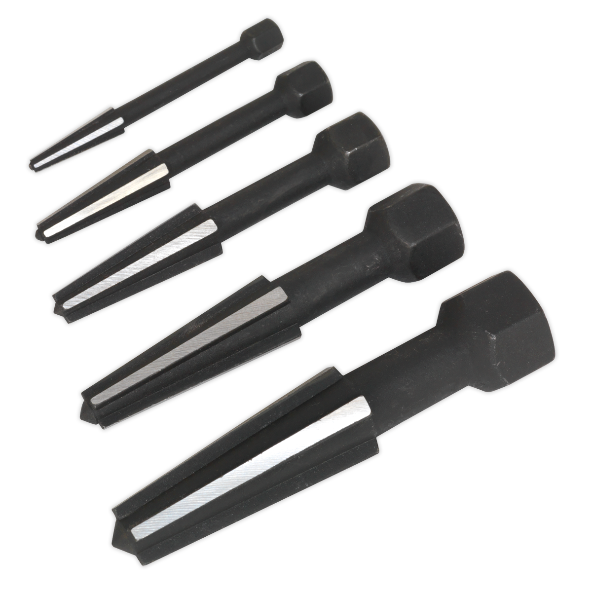 Sealey Screw Extractor Set 5 Pieces Double Edge Supplied In Storage Case AK752
