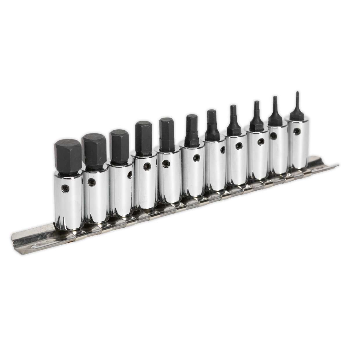 Sealey Hex Socket Bit Set 11 Pieces 1/4" Square Drive Metric - Silver AK62251