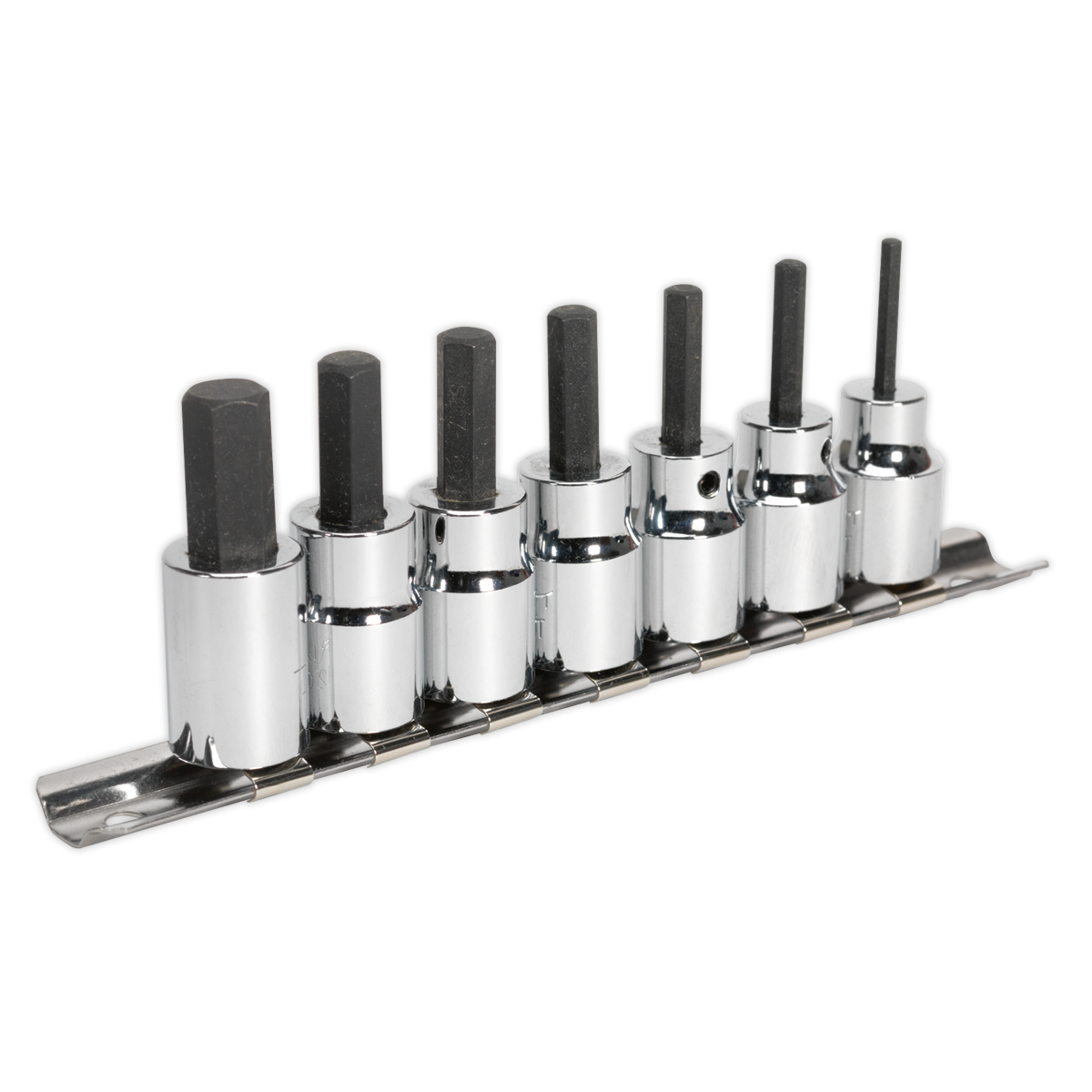 Sealey Hex Socket Bit Set 7 Pieces 3/8" Square Drive Corrosion Resistant AK62253