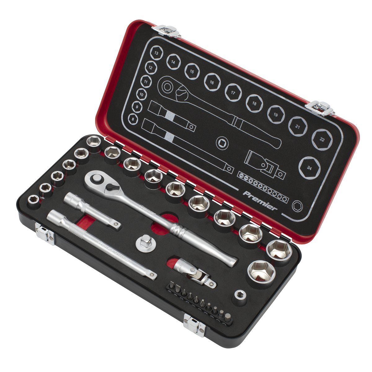 Premier Platinum Socket Set 3/8" Square Drive 31 Pieces Chrome Vanadium Steel