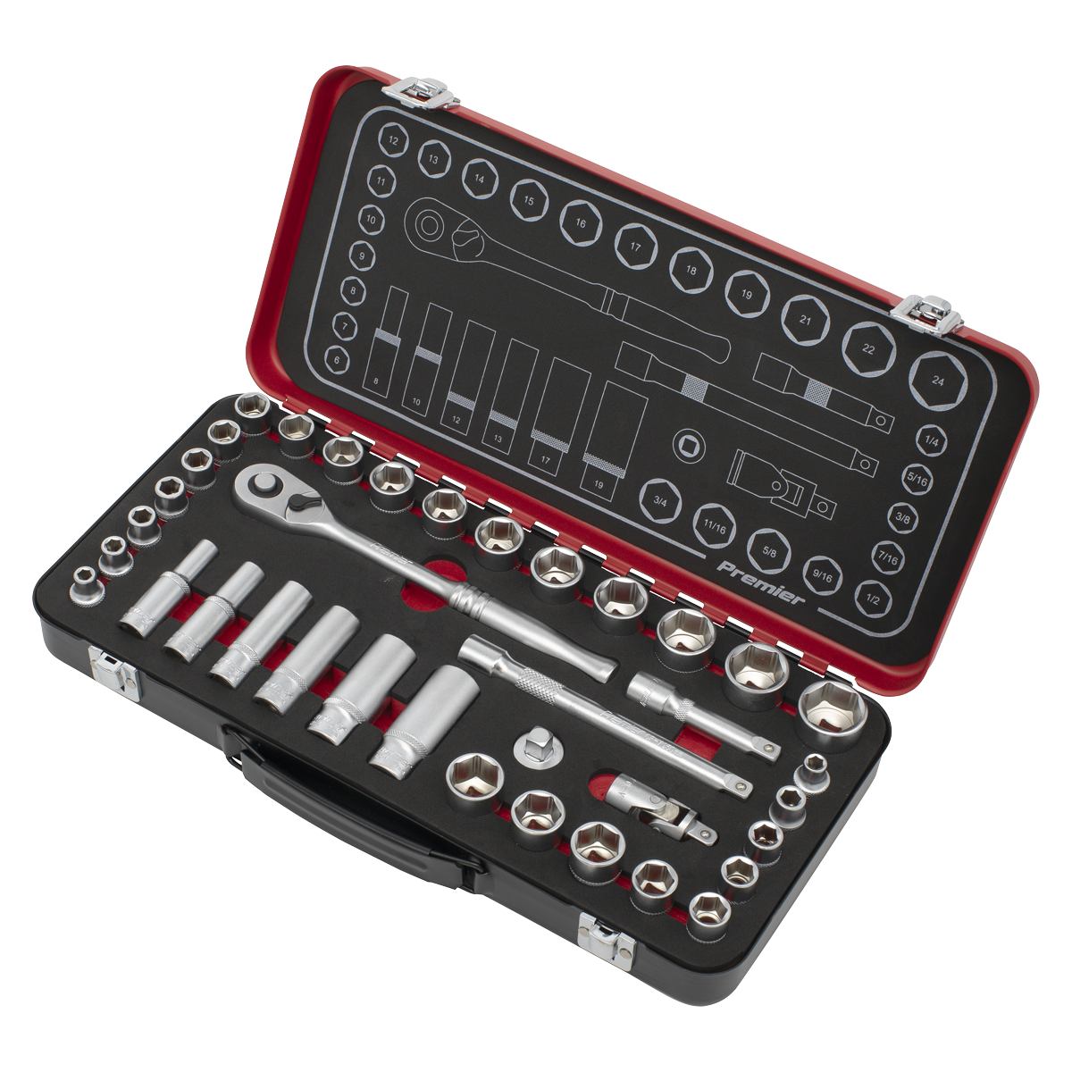 Premier Platinum Socket Set 3/8" Square Drive 37 Pieces Metric/Imperial + Case