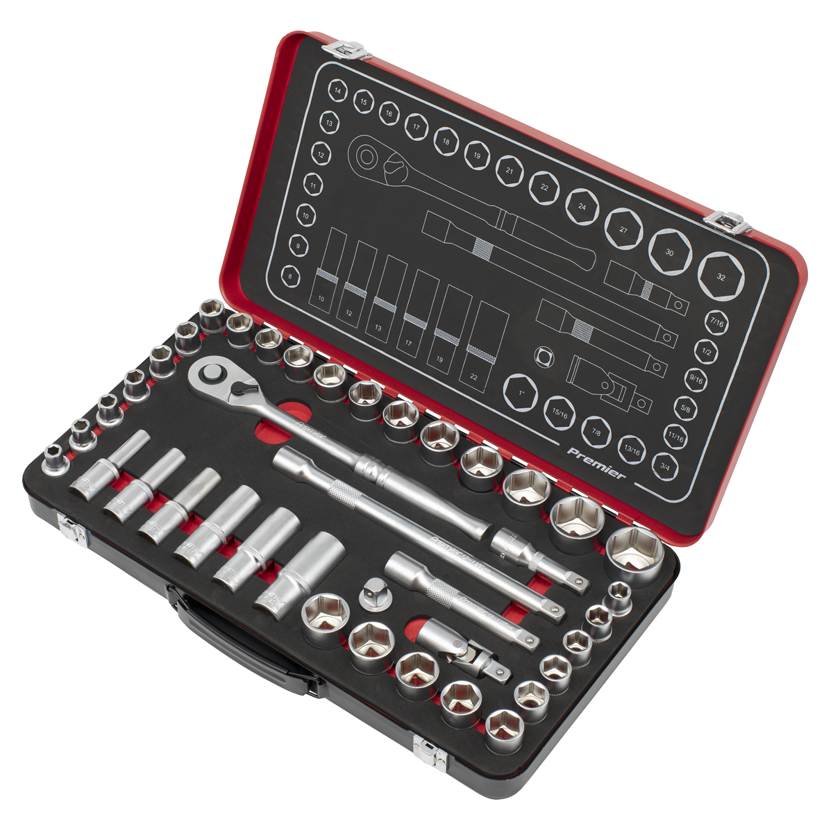 Premier Platinum Socket Set 1/2" Square Drive 40 Pieces Metric/Imperial + Case