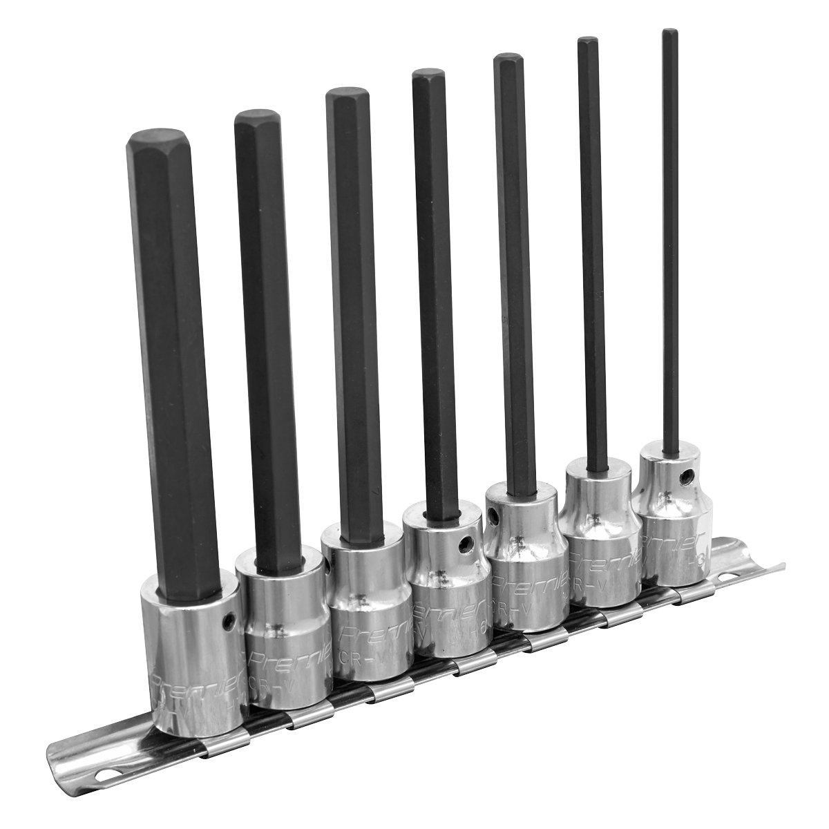 Sealey Hex Socket Bit Set 7 Pieces 3/8" Square Drive 110mm Metric AK62254