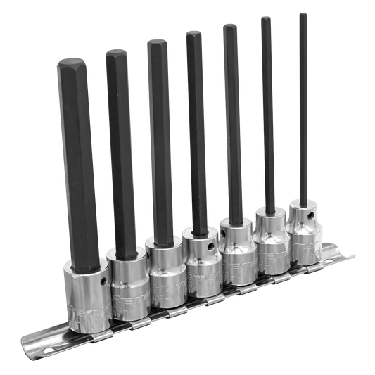 Sealey Hex Socket Bit Set 7 Pieces 3/8" Square Drive 110mm Metric AK62254