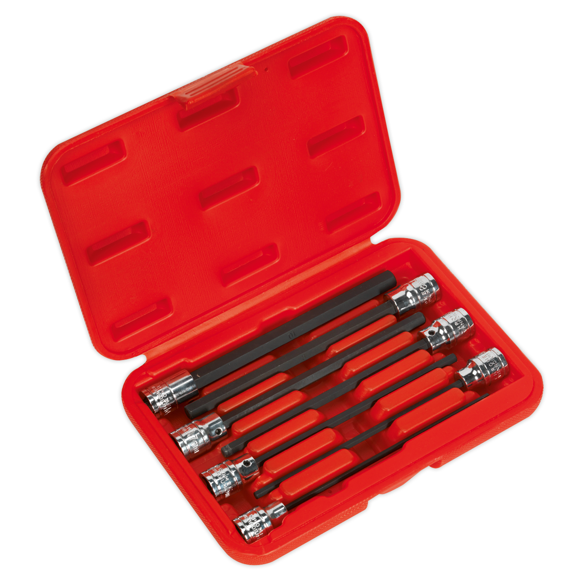 Sealey Hex Socket Bit Set 7 Pieces 3/8" Square Drive 150mm Metric AK62255