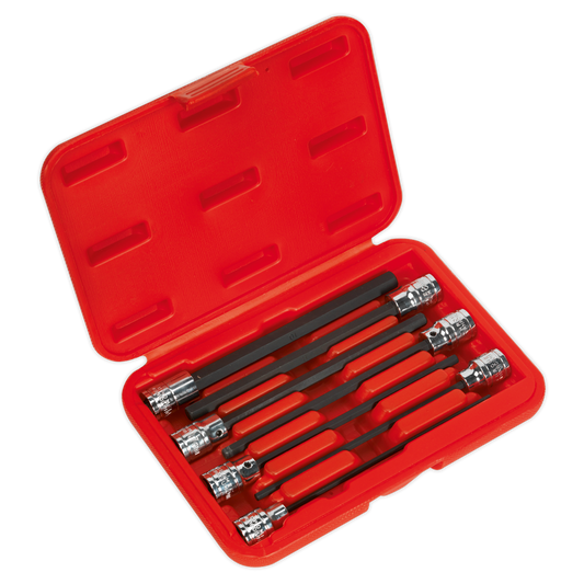 Sealey Hex Socket Bit Set 7 Pieces 3/8" Square Drive 150mm Metric AK62255