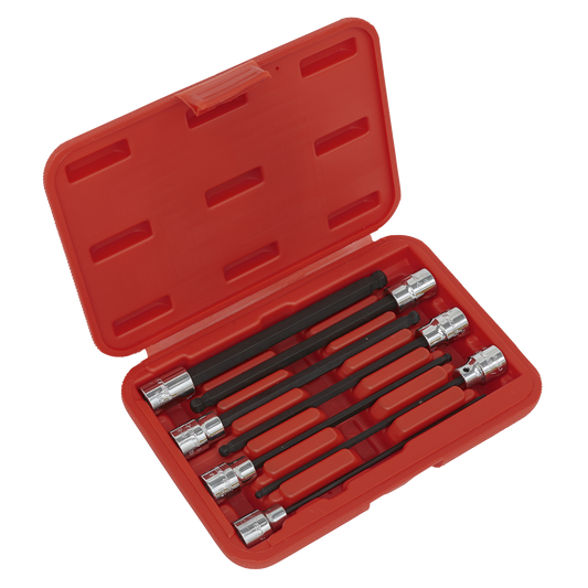 Sealey Ball-End Hex Socket Bit Set 7 Pcs 3/8" Square Drive 150mm Metric AK62257