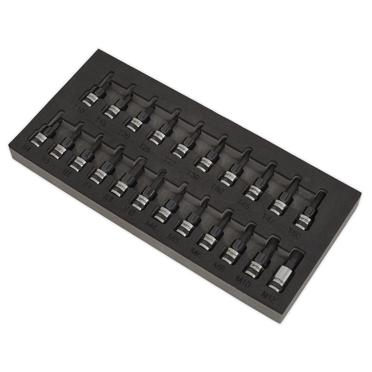 Sealey TRX-Star/Hex/Spline Socket Bit Set 22 Pcs 3/8" Drive Black Series AK7985