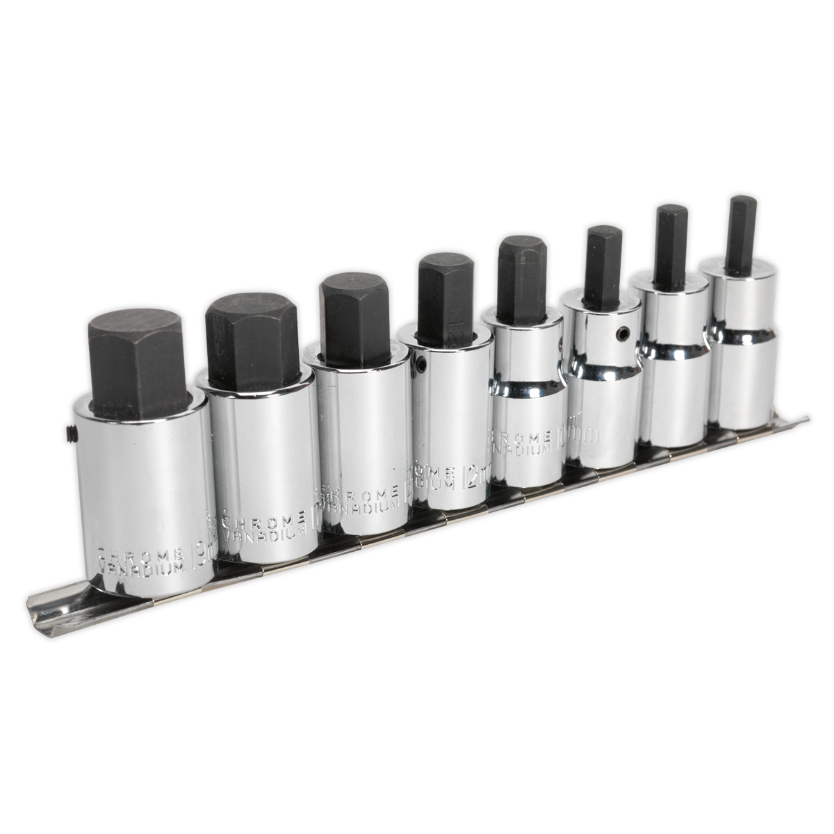 Sealey Hex Socket Bit Set 8 Pieces 1/2" Square Drive Corrosion Resistant AK62258