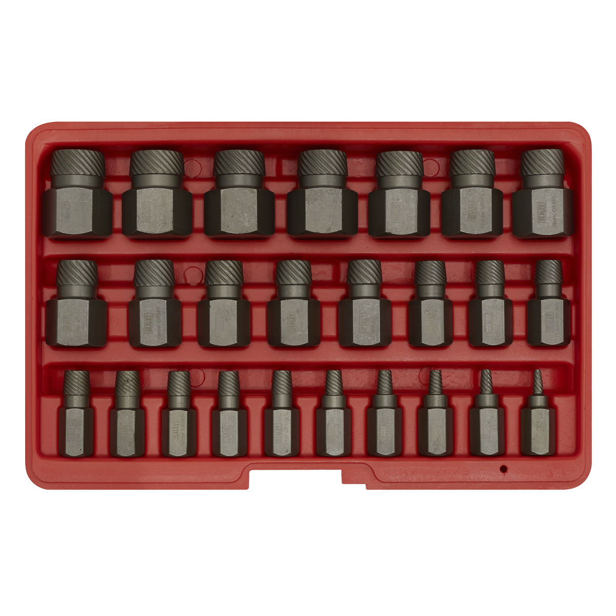 Sealey Multi Spline Screw Extractor Set 25 Pieces Chrome Molybdenum Steel AK8182
