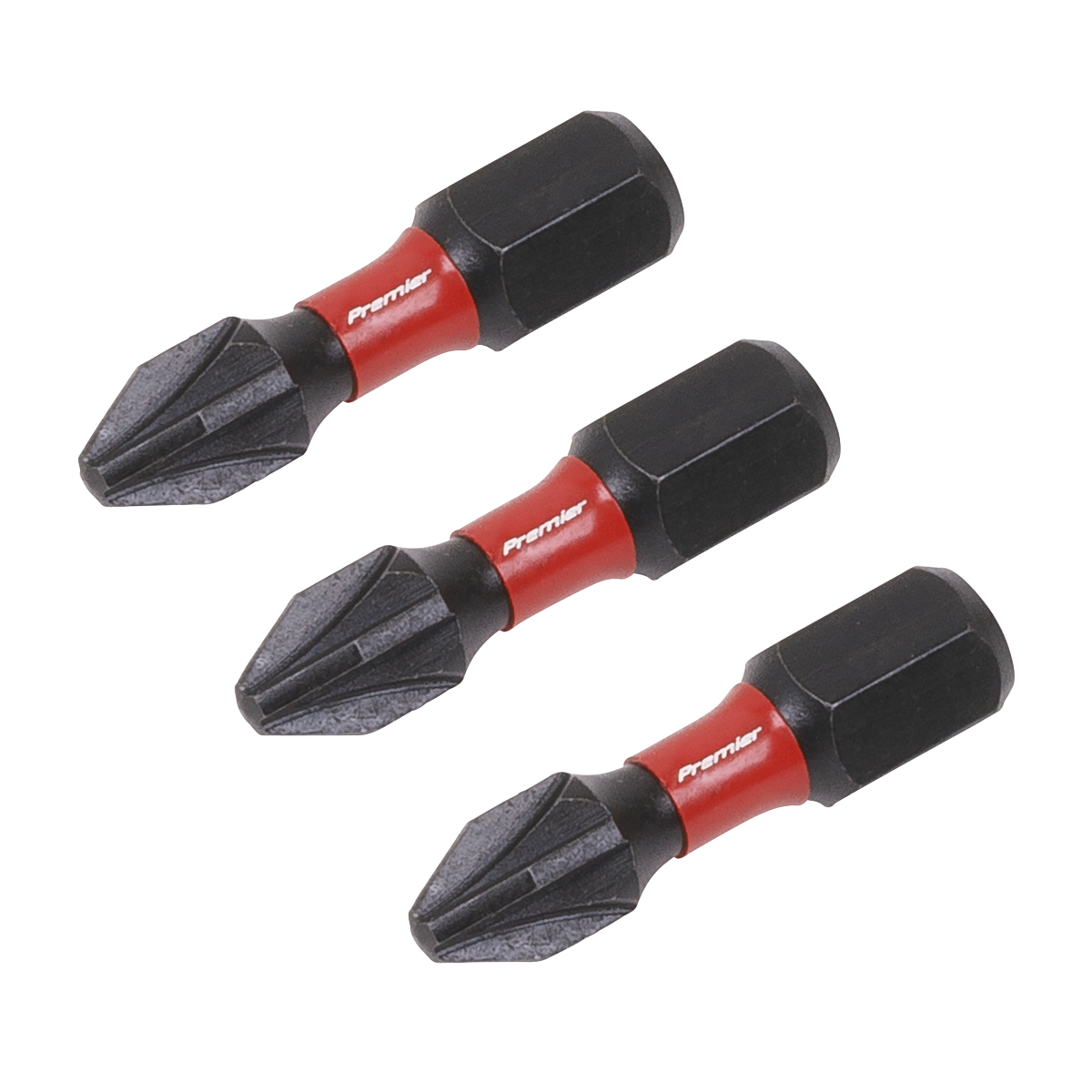 Sealey Pozi #2 Impact Power Tool Bits Forged From S2 Steel 25mm 3 Pieces AK8208