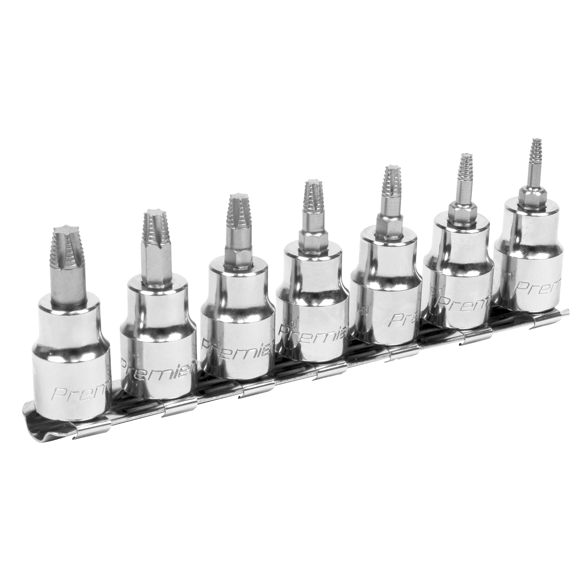 Sealey TRX-Star Socket Bit Set Lock-On 7 Pieces 3/8" Square Drive Silver AK62263