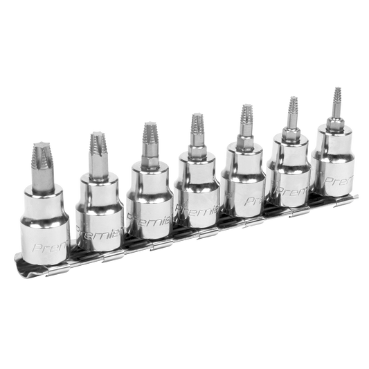Sealey TRX-Star Socket Bit Set Lock-On 7 Pieces 3/8" Square Drive Silver AK62263