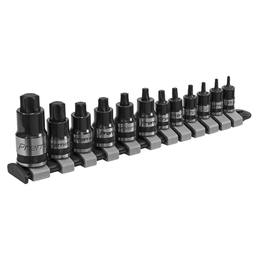 Sealey TRX-Star Socket Bit Set 12 Pcs Stubby 1/4" 3/8" 1/2" Drive Black AK6228B