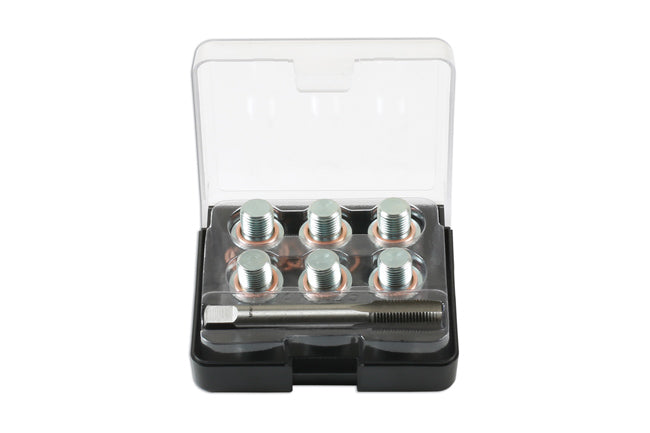LASER 7661 Sump Plug Thread Repair Kit M14 x 1.25 Tap Plugs Washers Kit