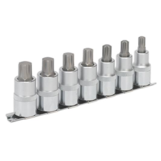 Sealey Ribe Socket Bit Set 7 Pieces 1/2" Square Drive 55mm Silver AK6234