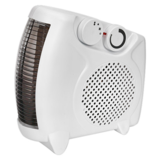 Sealey 2000W Mini Fan Heater Portable - 2 Heat Settings & Thermostat FH2010