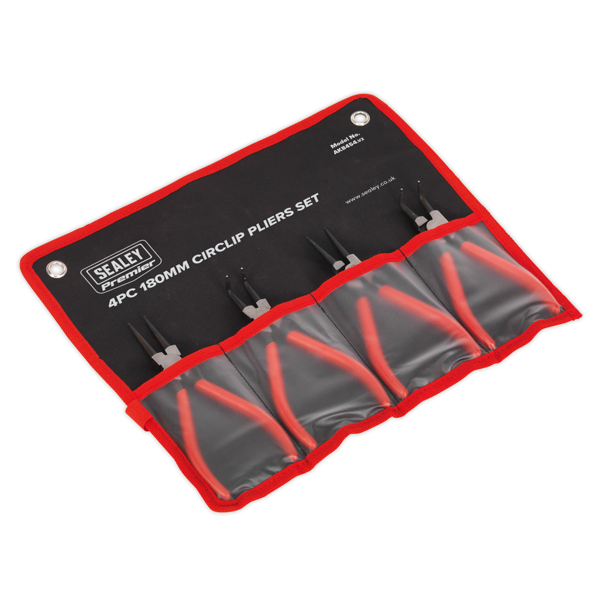 Sealey Circlip Pliers Set Hardened Chrome Vanadium Steel 4 Pieces 180mm AK8454