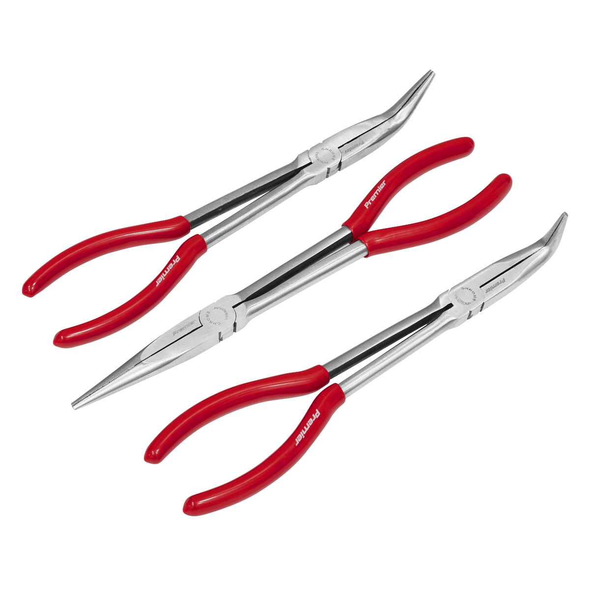 Sealey Needle Nose Pliers Set 3 Pieces 280mm Fully Polished Finish AK8568