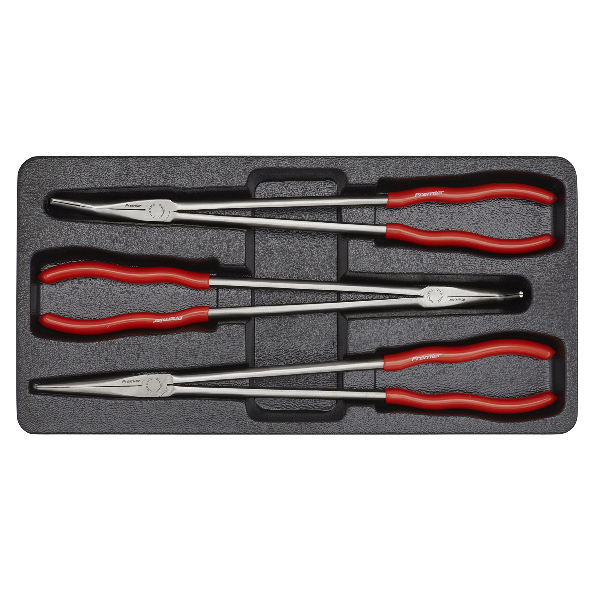 Sealey Needle Nose Pliers Set 3Pc Extra-Long Chrome Vanadium Steel 400mm AK8576